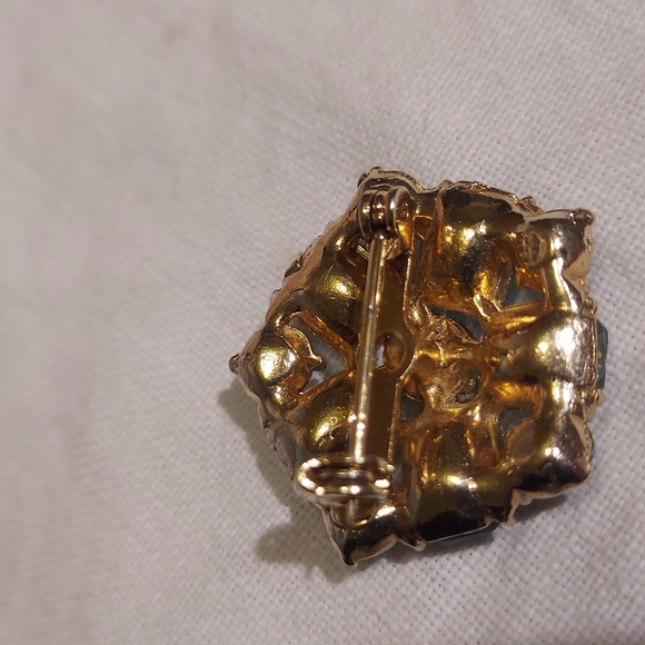 Vintage Blue prong set glass Rhinestone Brooch - Picture 2 of 3